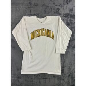 Vintage Michigania Long Sleeve Shirt Mens M Russell Athletic Camp Tee 3/4 Sleeve